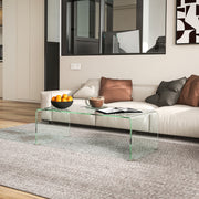 Modern Tempered Glass Coffee Table - Clear 39.4" Rectangular-DECOROLALA