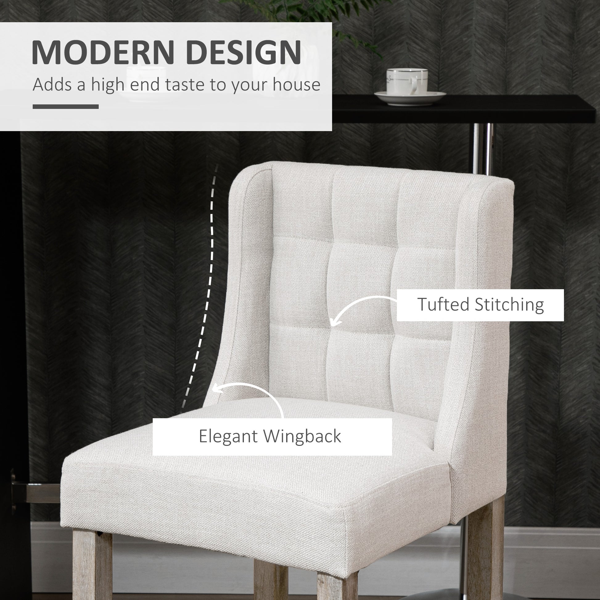 Modern Tufted Counter Bar Stools - Set of 2, Beige-DECOROLALA