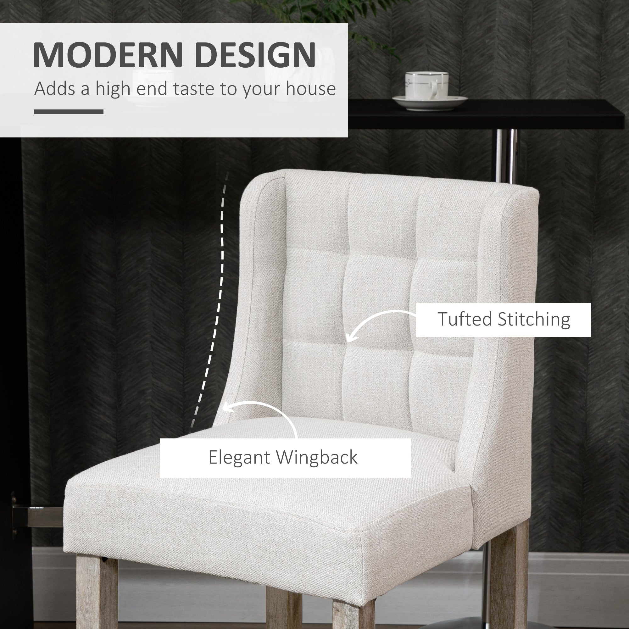 Modern Tufted Counter Bar Stools - Set of 2, Beige-DECOROLALA
