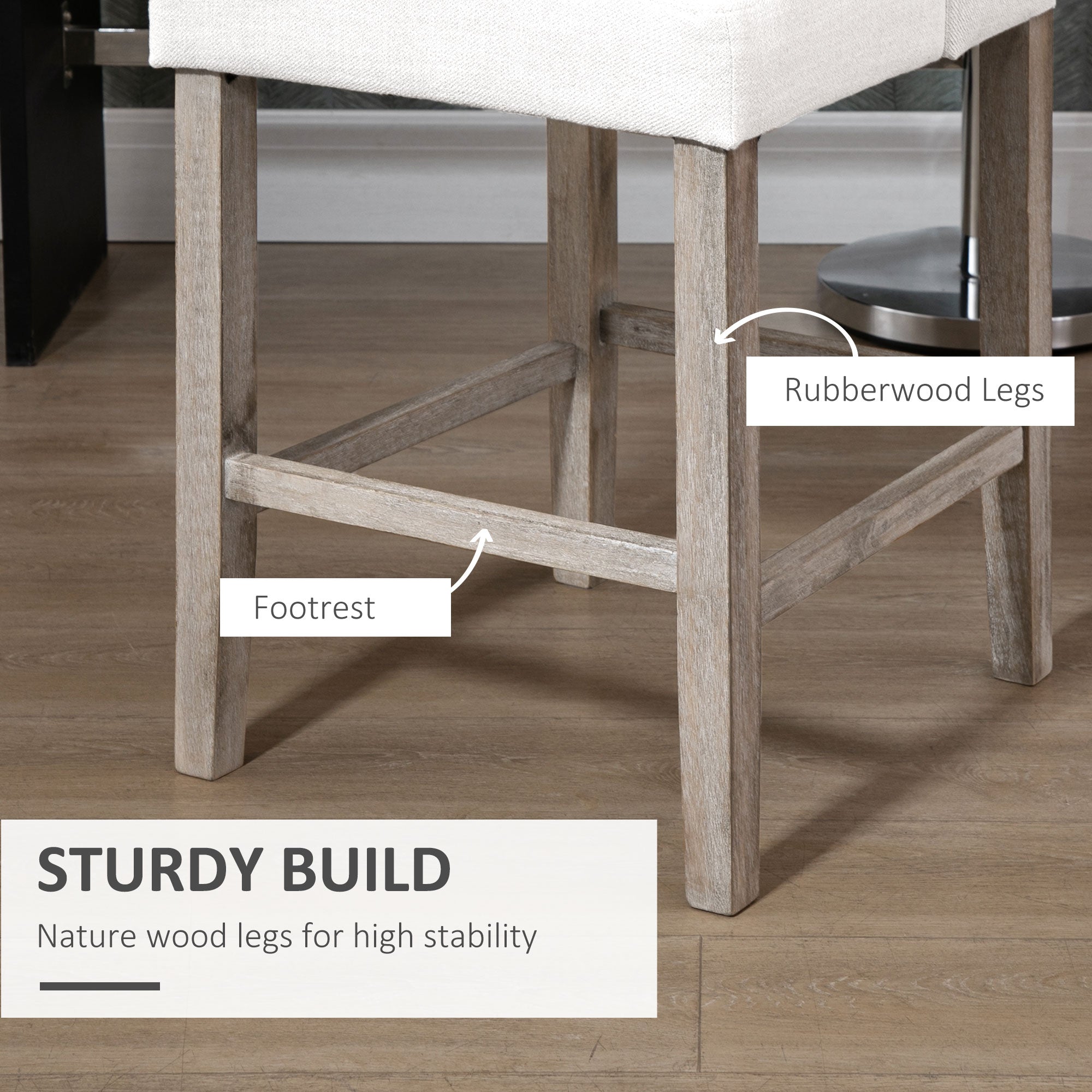 Modern Tufted Counter Bar Stools - Set of 2, Beige-DECOROLALA