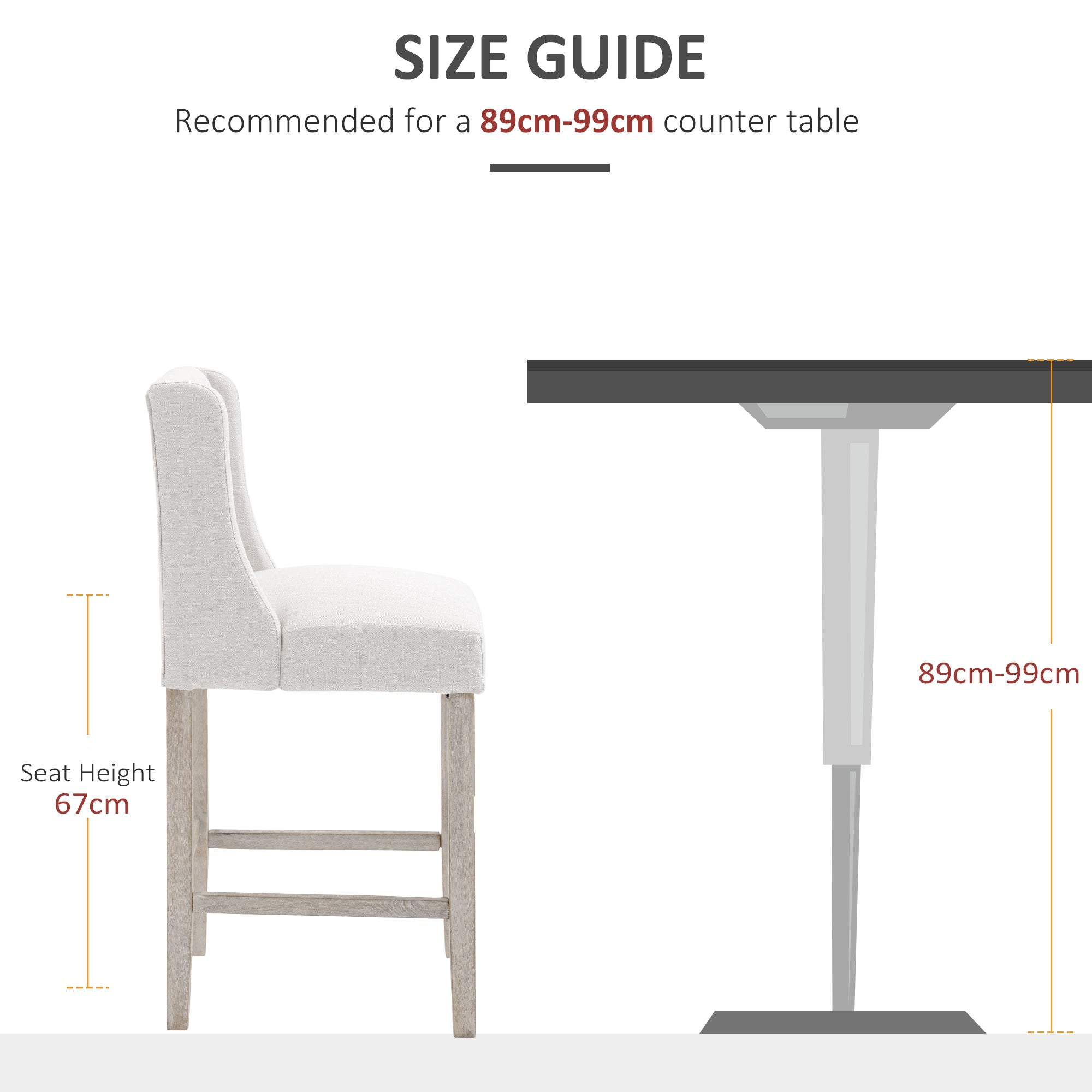 Modern Tufted Counter Bar Stools - Set of 2, Beige-DECOROLALA