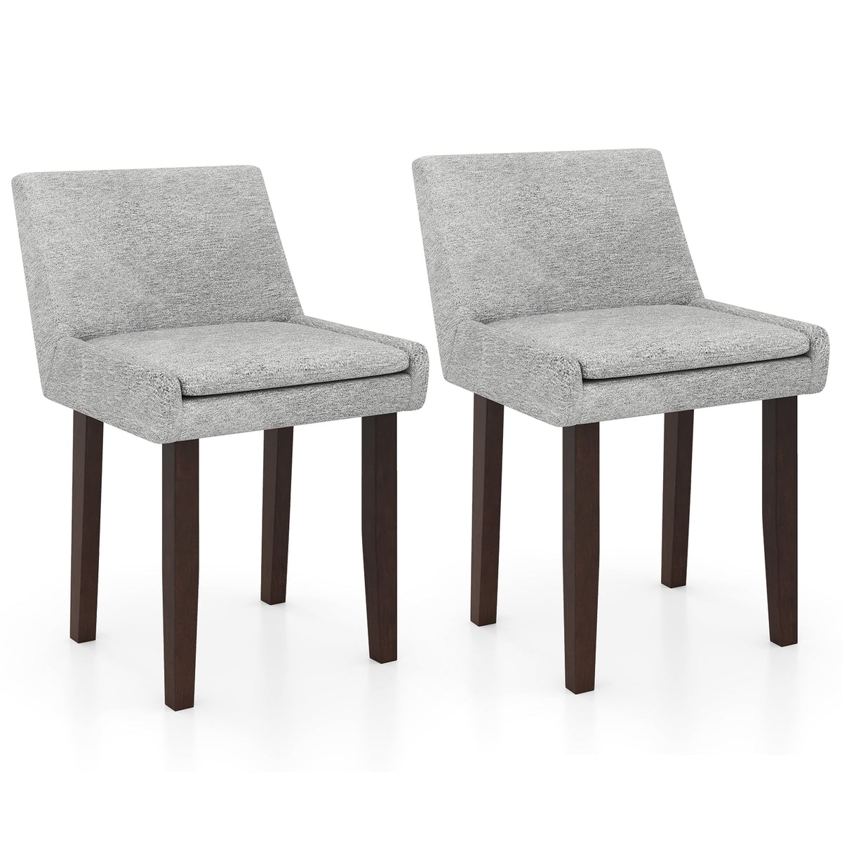 Modern Upholstered Fabric Side Leisure Chair Set of 2-Gray-Dining Chairs-DECOROLALA
