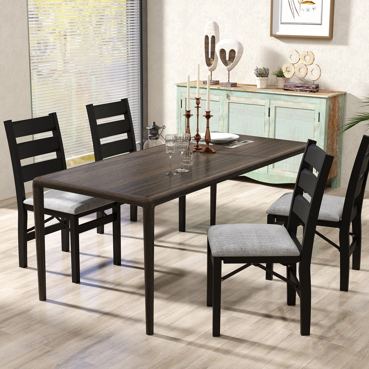 Modern Upholstered Folding Chairs Set of 2 with Comfy Backrest-Black-Dining Chairs-DECOROLALA
