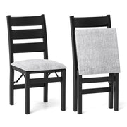 Modern Upholstered Folding Chairs Set of 2 with Comfy Backrest-Black-Dining Chairs-DECOROLALA
