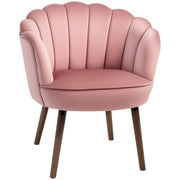 Modern Velvet Accent Chair - Pink Wood Legs-DECOROLALA