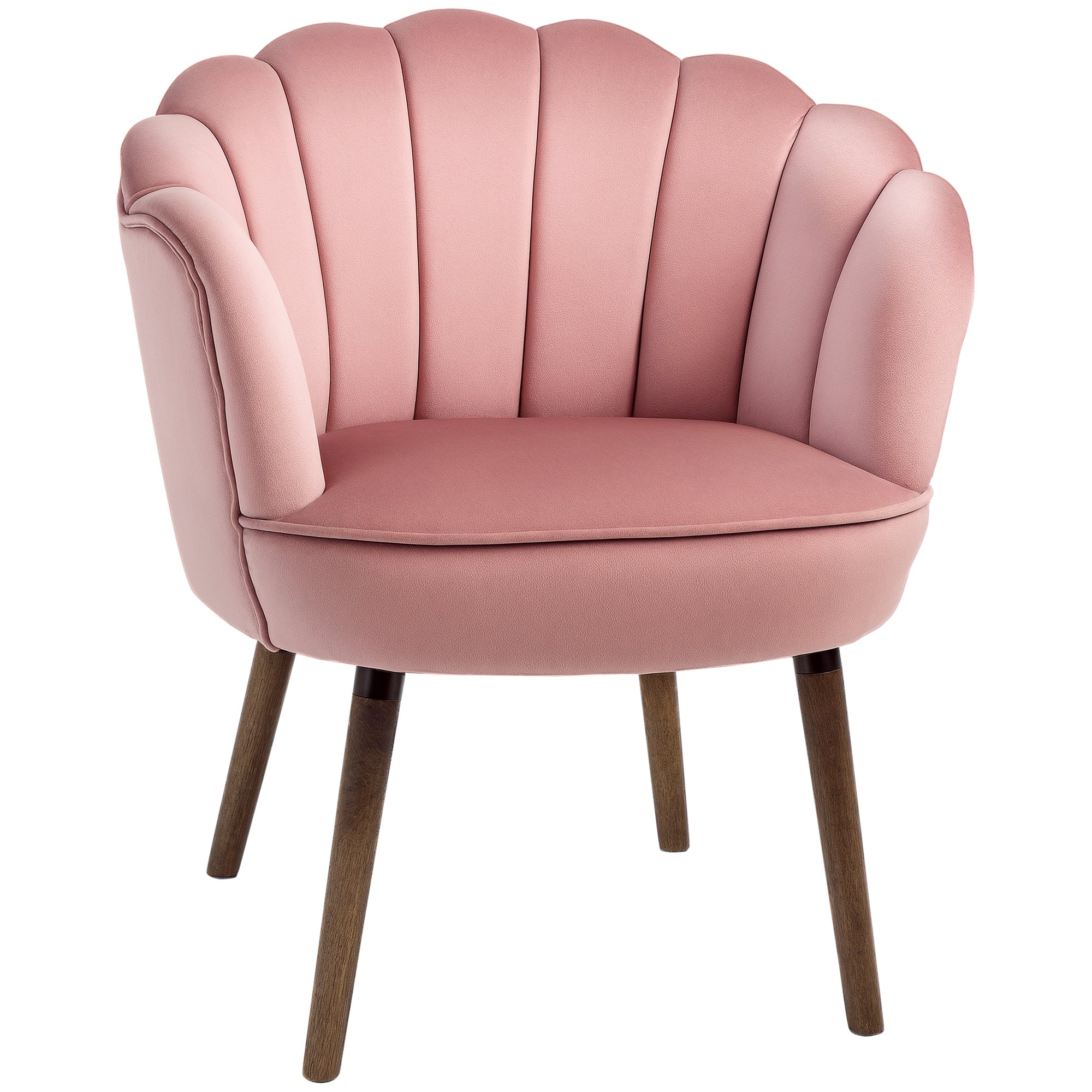 Modern Velvet Accent Chair - Pink Wood Legs-DECOROLALA