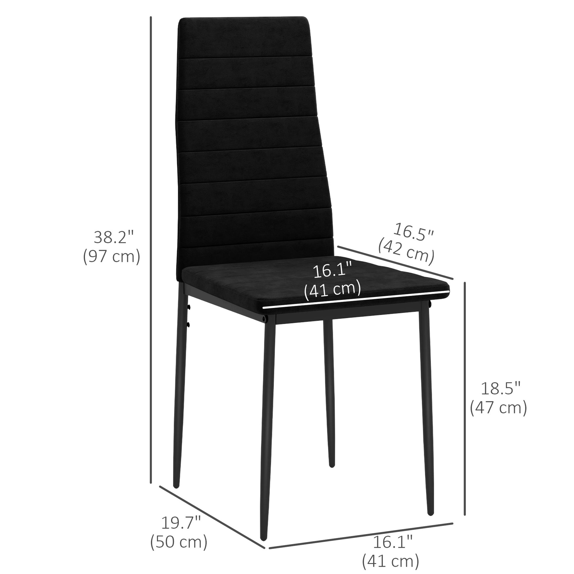 Modern Velvet Dining Chairs - Set of 4, Black with Steel Legs-Home Furnishings > Kitchen & Dining Furniture > Dining Chairs-DECOROLALA