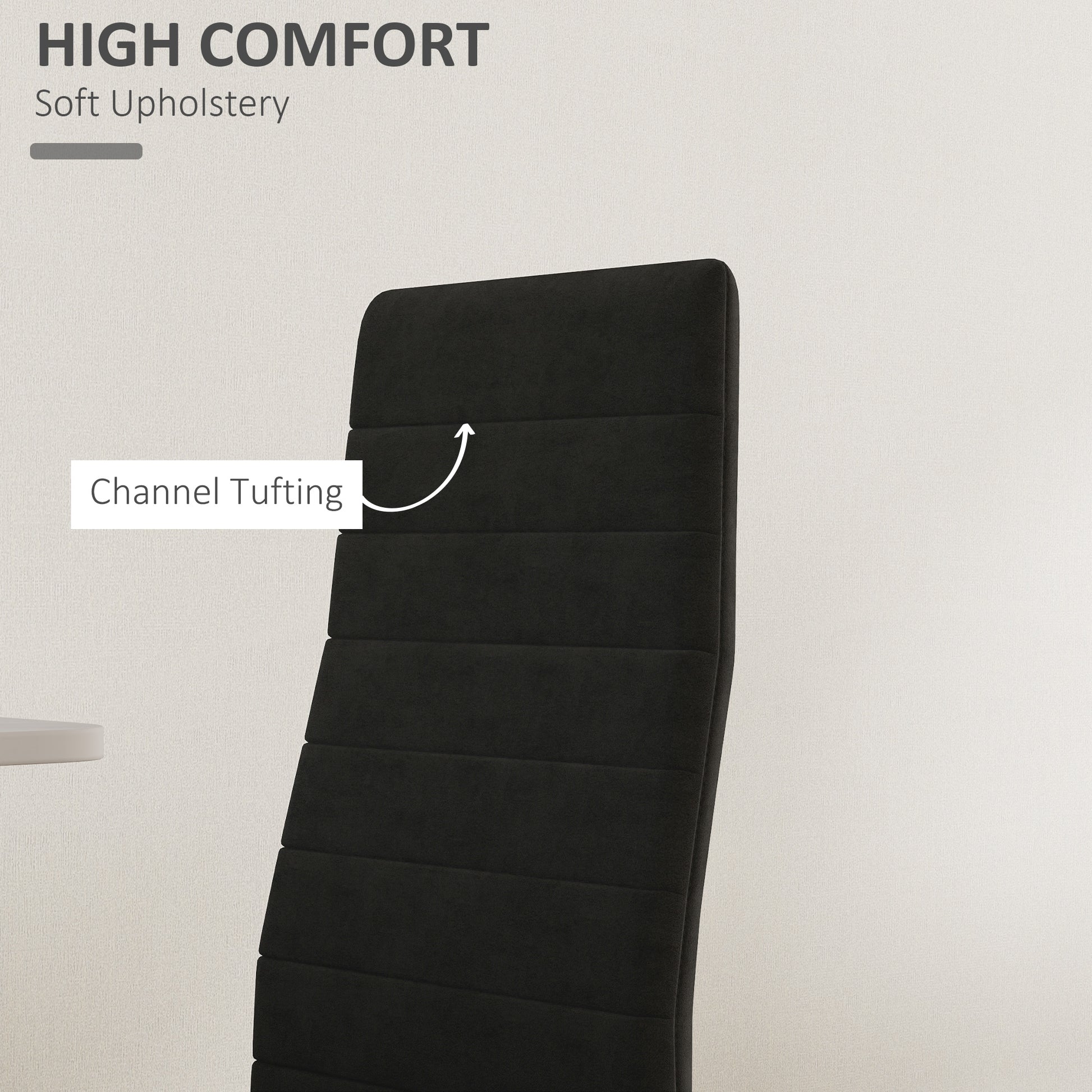 Modern Velvet Dining Chairs - Set of 4, Black with Steel Legs-Home Furnishings > Kitchen & Dining Furniture > Dining Chairs-DECOROLALA