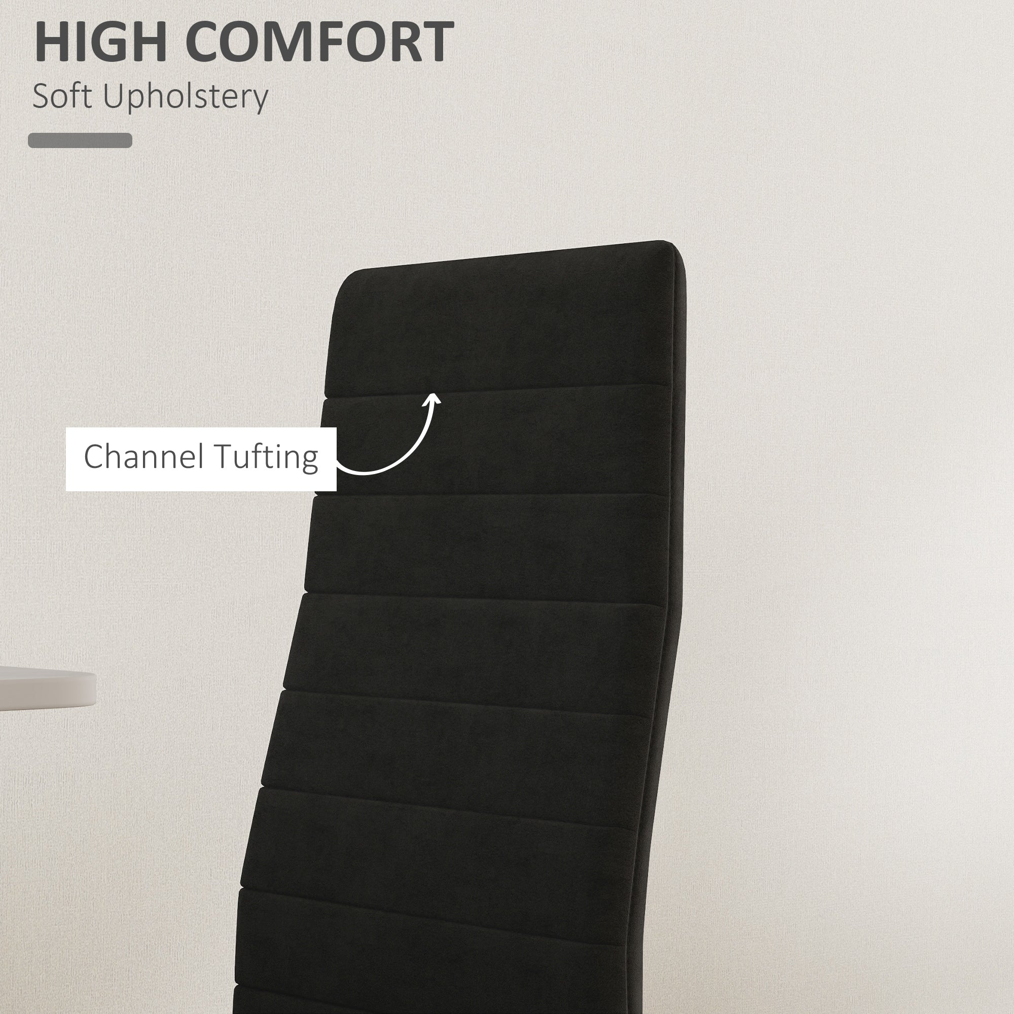 Modern Velvet Dining Chairs - Set of 4, Black with Steel Legs-Home Furnishings > Kitchen & Dining Furniture > Dining Chairs-DECOROLALA