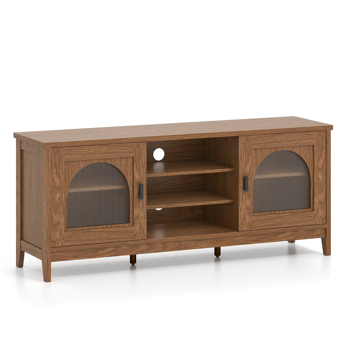 Modern Vintage TV Stand for TVs up to 65" - Walnut 59" Wide-Entertainment Centers & TV Stands-DECOROLALA