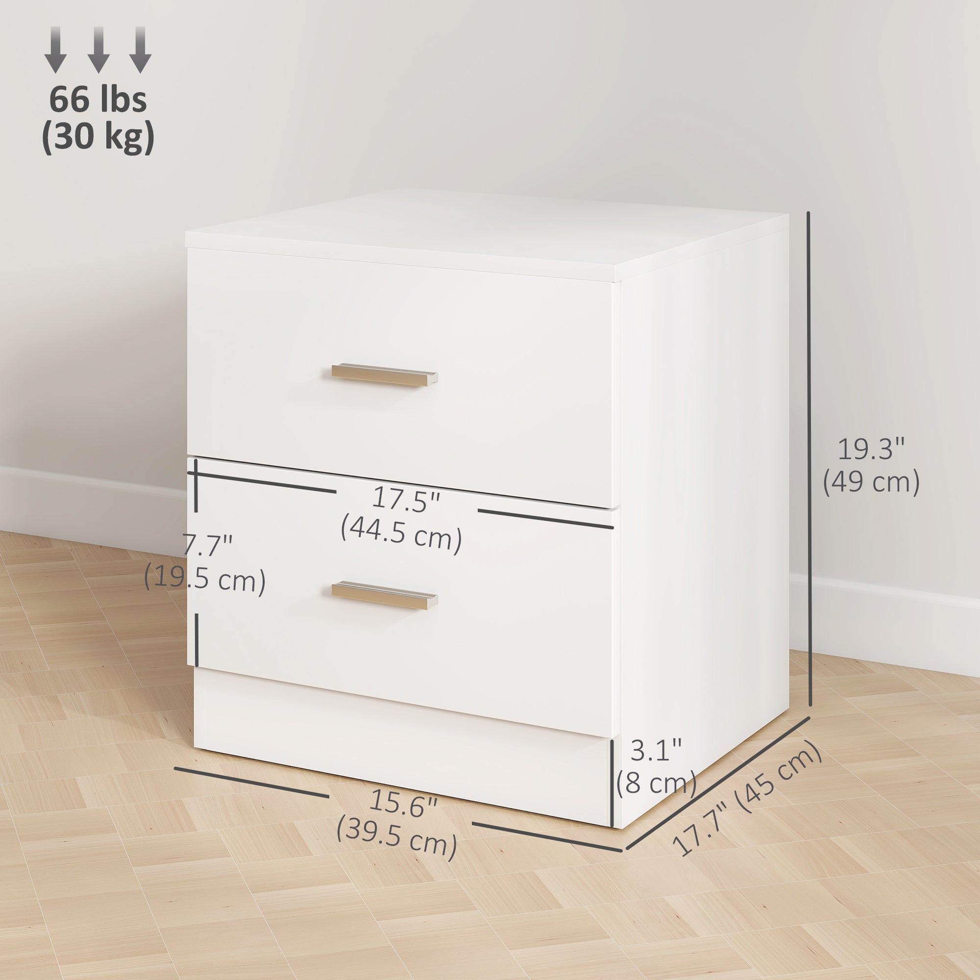 Modern White Nightstand - 2-Drawer Bedside Table-Home Furnishings > Bedroom Furniture > Bedside Tables-DECOROLALA