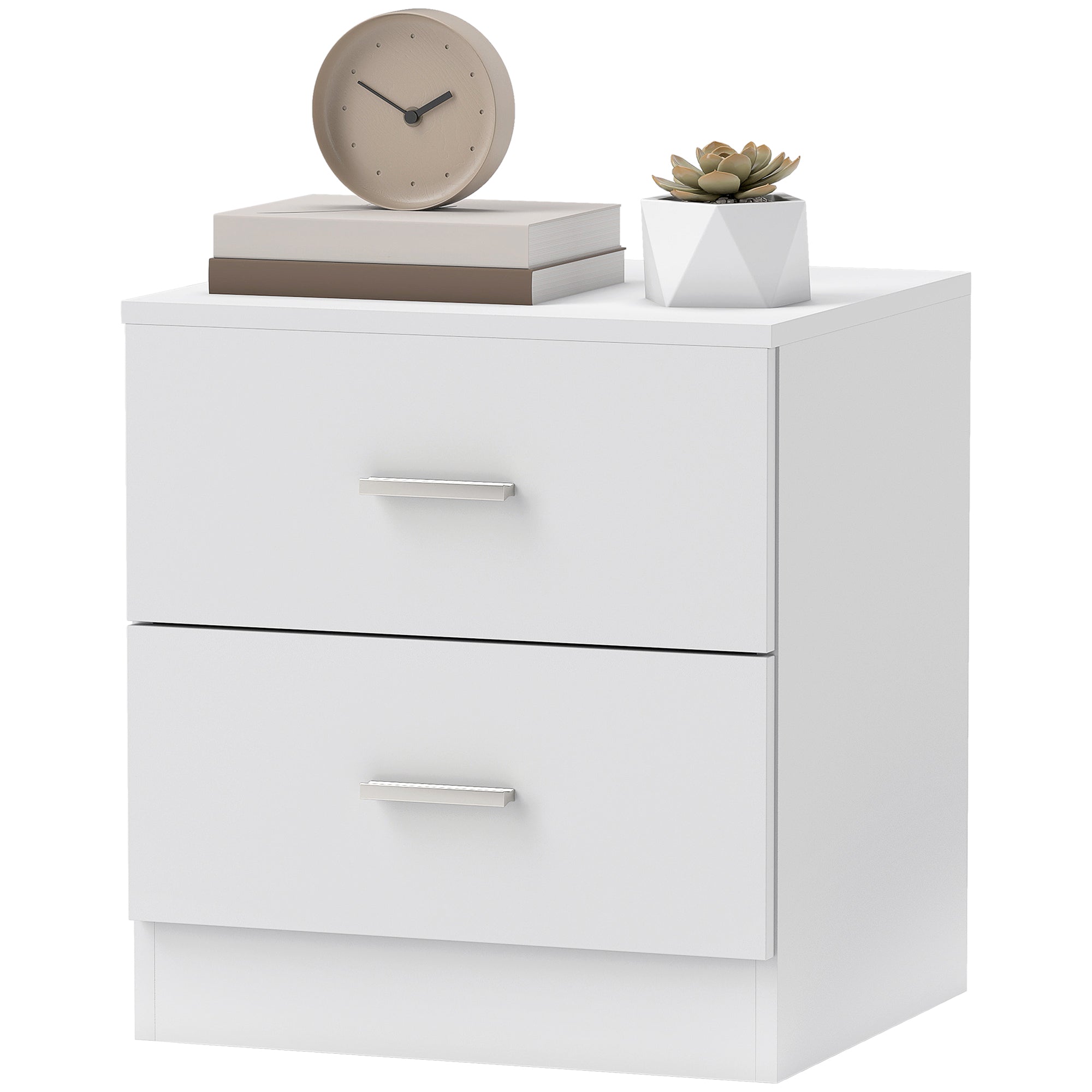 Modern White Nightstand - 2-Drawer Bedside Table-Home Furnishings > Bedroom Furniture > Bedside Tables-DECOROLALA