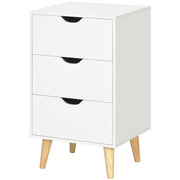 Modern White Nightstand - 3 Drawers with Wood Legs-Home Furnishings > Bedroom Furniture > Bedside Tables-DECOROLALA