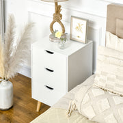 Modern White Nightstand - 3 Drawers with Wood Legs-Nightstands-DECOROLALA