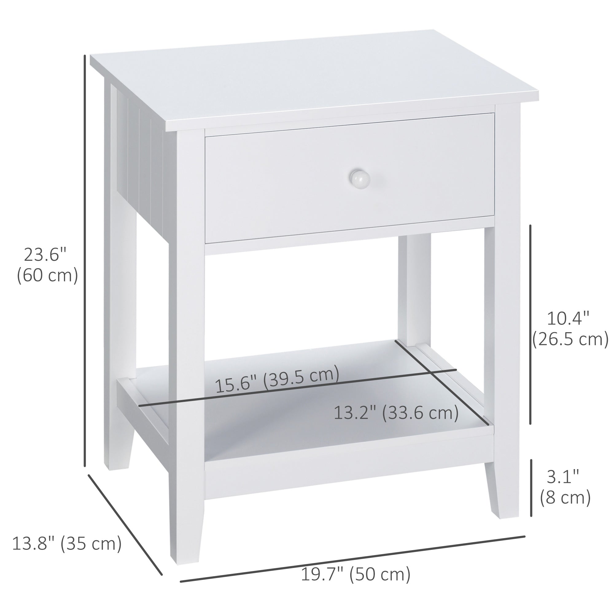 Modern White Nightstand - Side Table with Drawer and Shelf-Home Furnishings > Living Room Furniture > Side¬†Tables-DECOROLALA