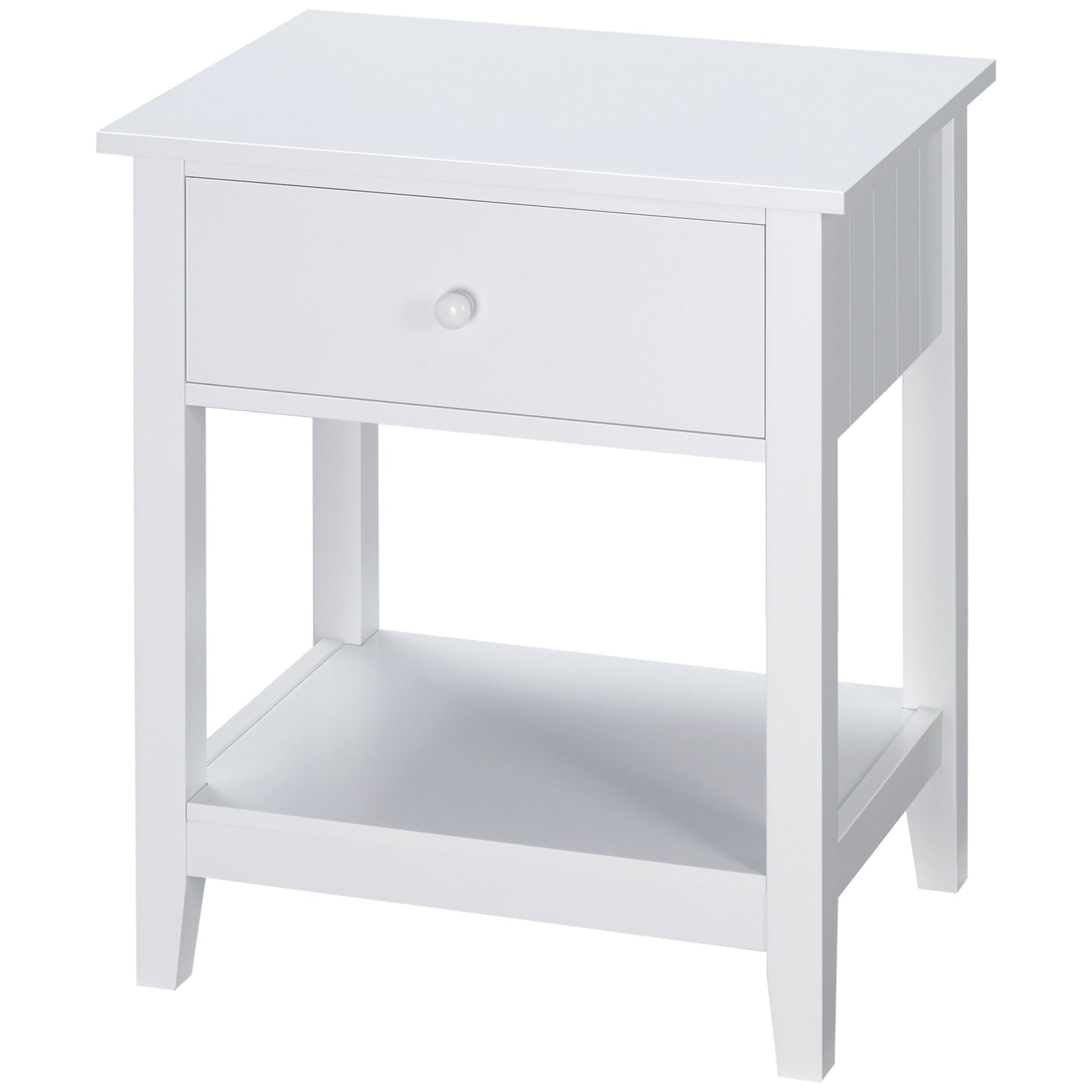 Modern White Nightstand - Side Table with Drawer and Shelf-Home Furnishings > Living Room Furniture > Side¬†Tables-DECOROLALA