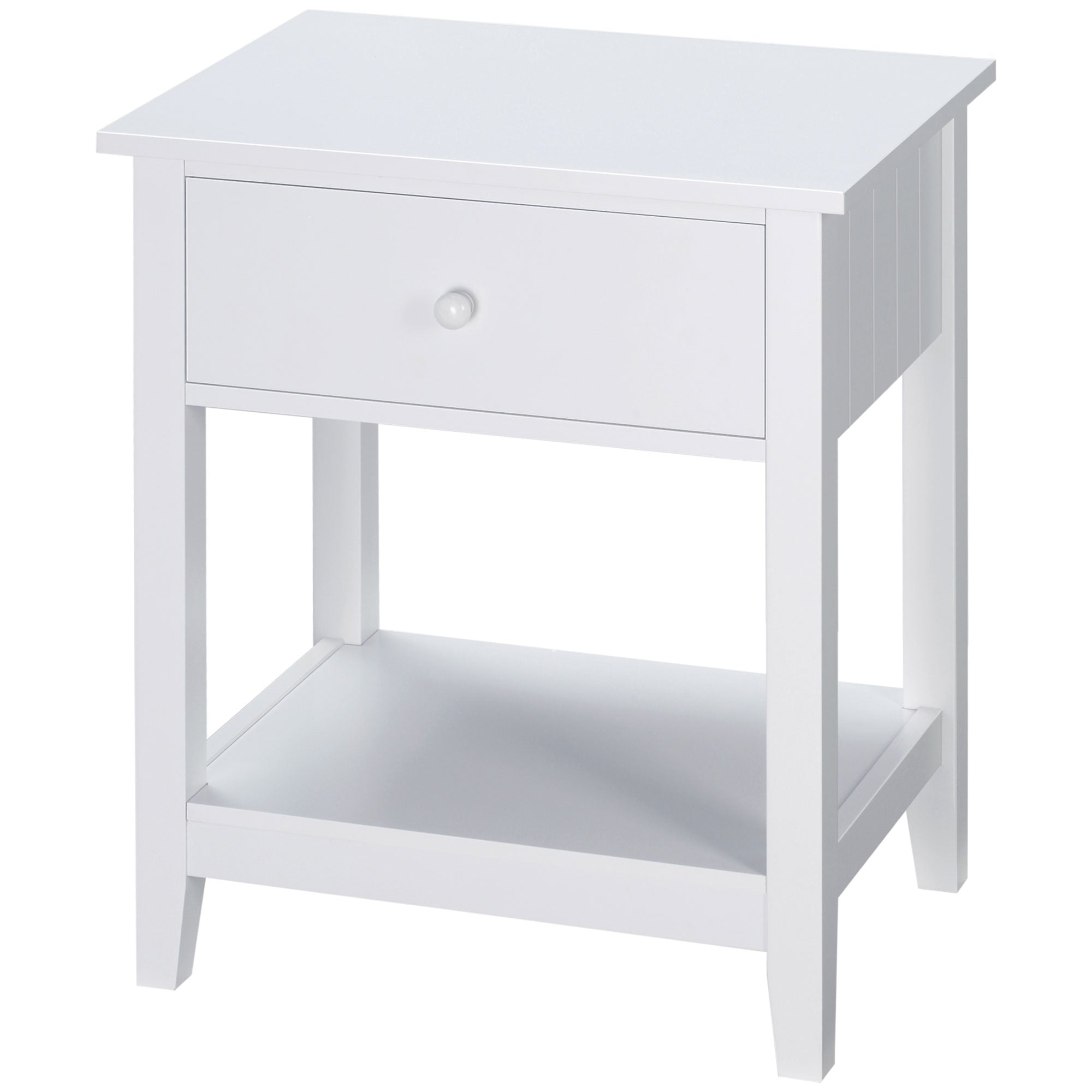 Modern White Nightstand - Side Table with Drawer and Shelf-Home Furnishings > Living Room Furniture > Side¬†Tables-DECOROLALA