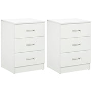 Modern White Nightstands with 3 Drawers - Set of 2-Home Furnishings > Bedroom Furniture > Bedside Tables-DECOROLALA