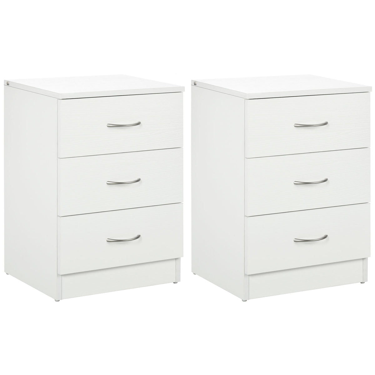 Modern White Nightstands with 3 Drawers - Set of 2-Home Furnishings > Bedroom Furniture > Bedside Tables-DECOROLALA