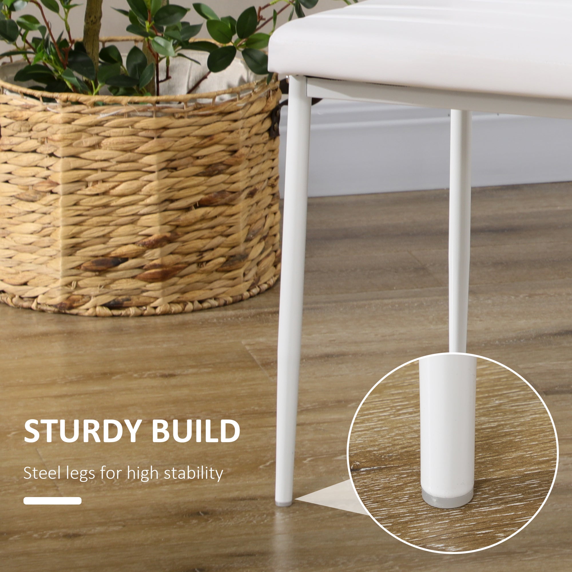 Modern White PU Leather Dining Chairs - Set of 4-Home Furnishings > Kitchen & Dining Furniture > Dining Chairs-DECOROLALA