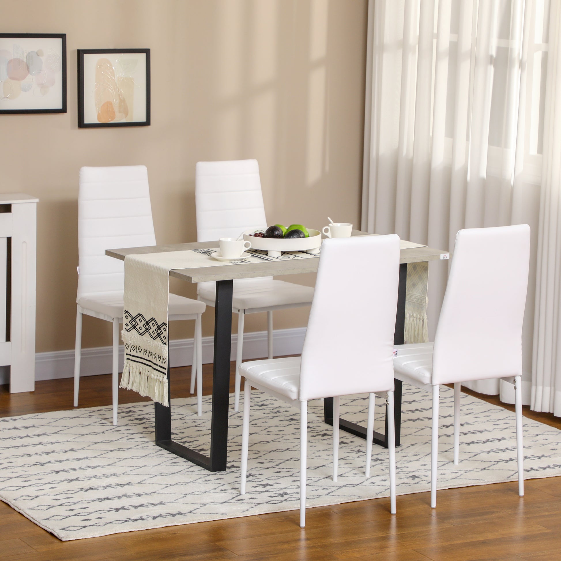 Modern White PU Leather Dining Chairs - Set of 4-Home Furnishings > Kitchen & Dining Furniture > Dining Chairs-DECOROLALA