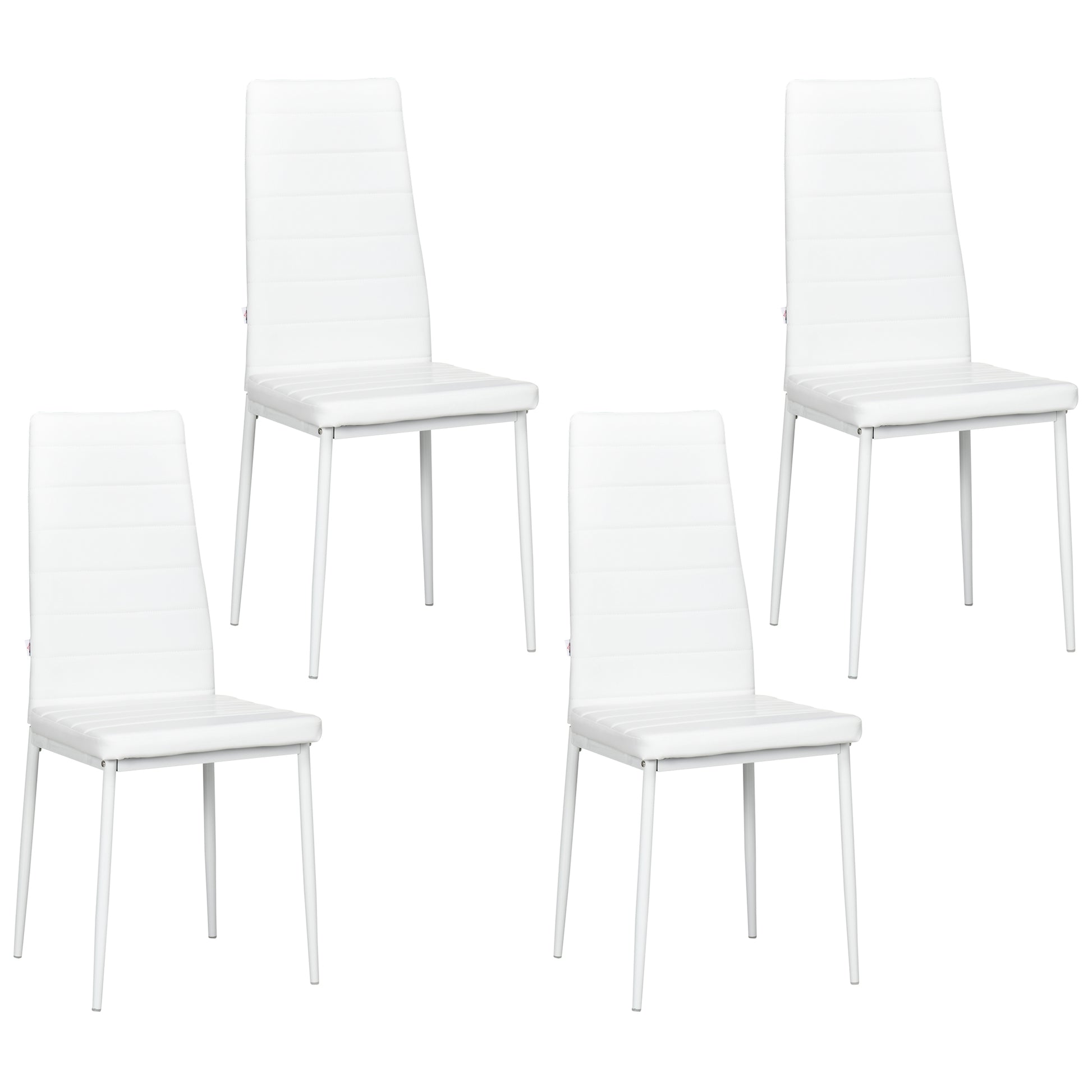 Modern White PU Leather Dining Chairs - Set of 4-Home Furnishings > Kitchen & Dining Furniture > Dining Chairs-DECOROLALA