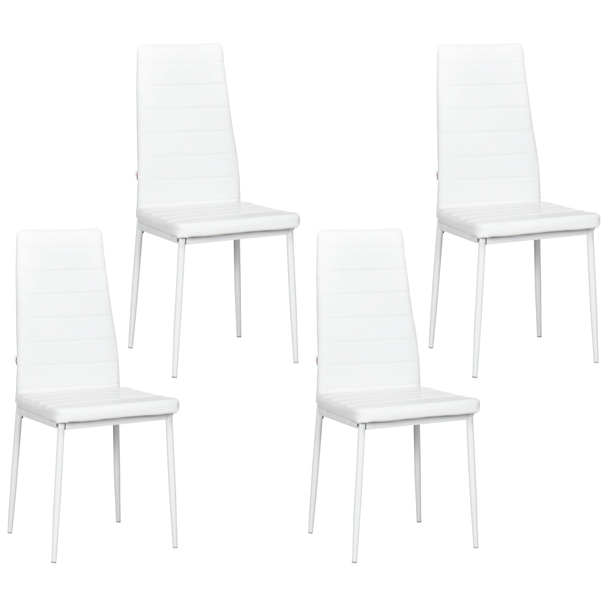 Modern White PU Leather Dining Chairs - Set of 4-Home Furnishings > Kitchen & Dining Furniture > Dining Chairs-DECOROLALA