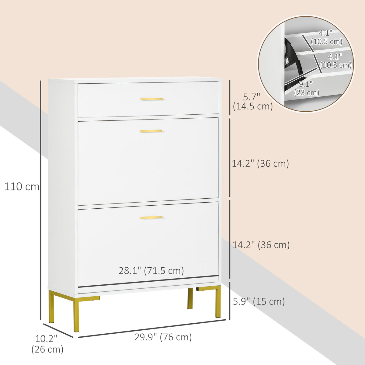 Modern White Shoe Cabinet - 12 Pair 2-Door Organizer-Home Furnishings > Storage & Organization > Shoe Storage Cabinets & Racks-DECOROLALA