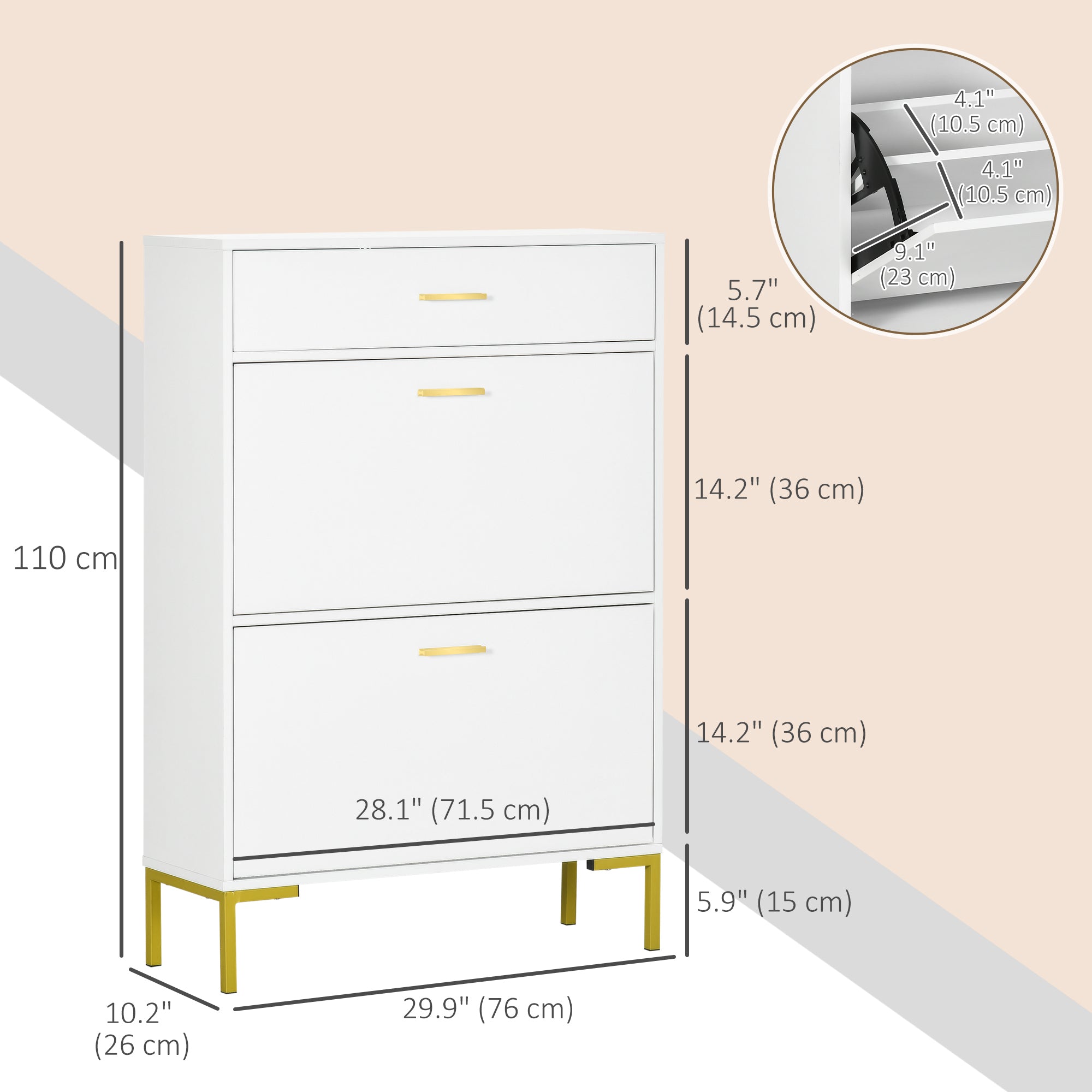 Modern White Shoe Cabinet - 12 Pair 2-Door Organizer-Home Furnishings > Storage & Organization > Shoe Storage Cabinets & Racks-DECOROLALA