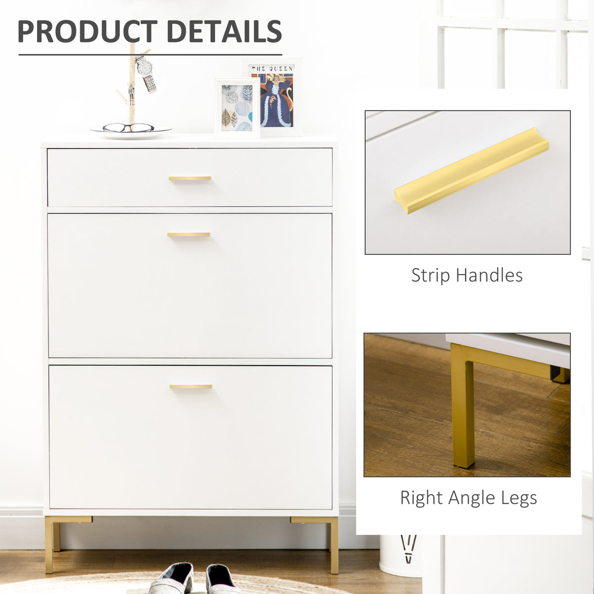 Modern White Shoe Cabinet - 12 Pair 2-Door Organizer-Home Furnishings > Storage & Organization > Shoe Storage Cabinets & Racks-DECOROLALA