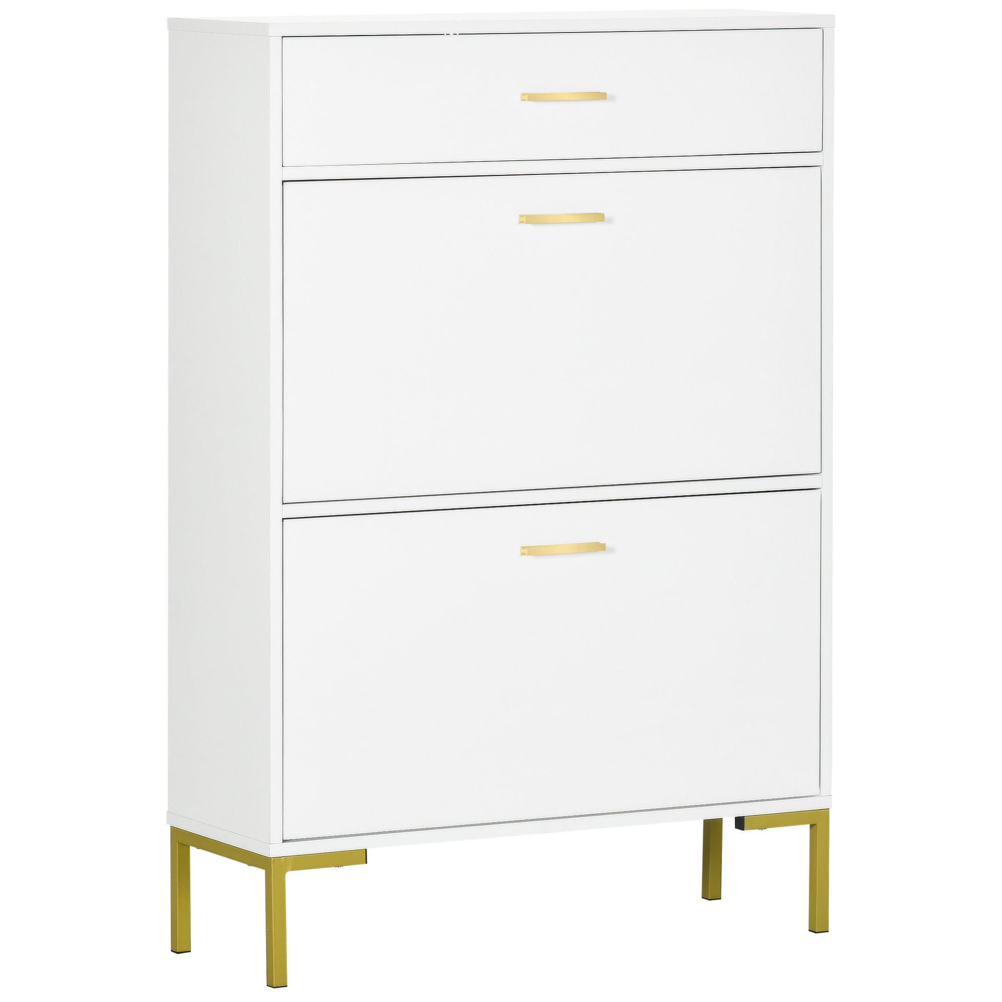 Modern White Shoe Cabinet - 12 Pair 2-Door Organizer-Home Furnishings > Storage & Organization > Shoe Storage Cabinets & Racks-DECOROLALA