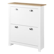 Modern White Shoe Cabinet - 2 Flip Drawers, 12 Pair Capacity-Home Furnishings > Storage & Organization > Shoe Storage Cabinets & Racks-DECOROLALA