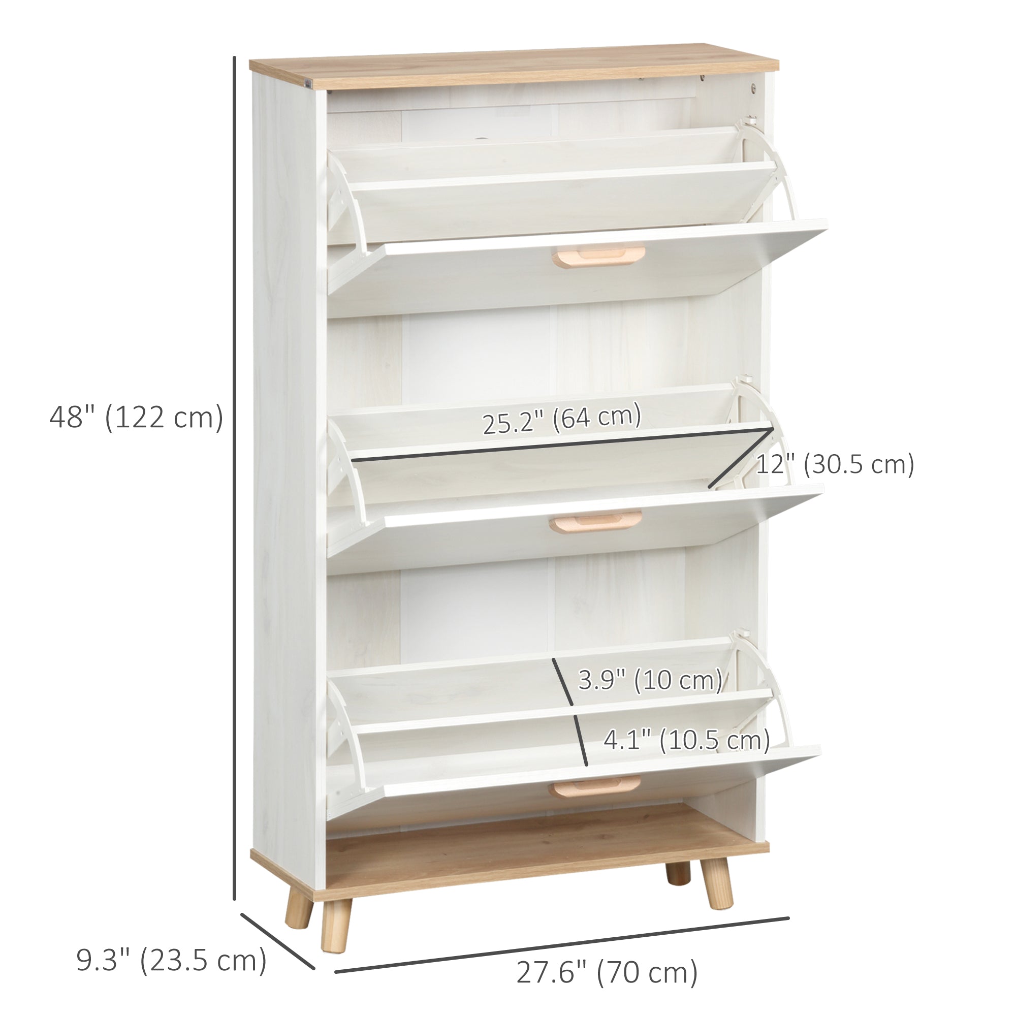 Modern White Shoe Cabinet - 3 Flip Drawers 12 Pair Capacity-Home Furnishings > Storage & Organization > Shoe Storage Cabinets & Racks-DECOROLALA