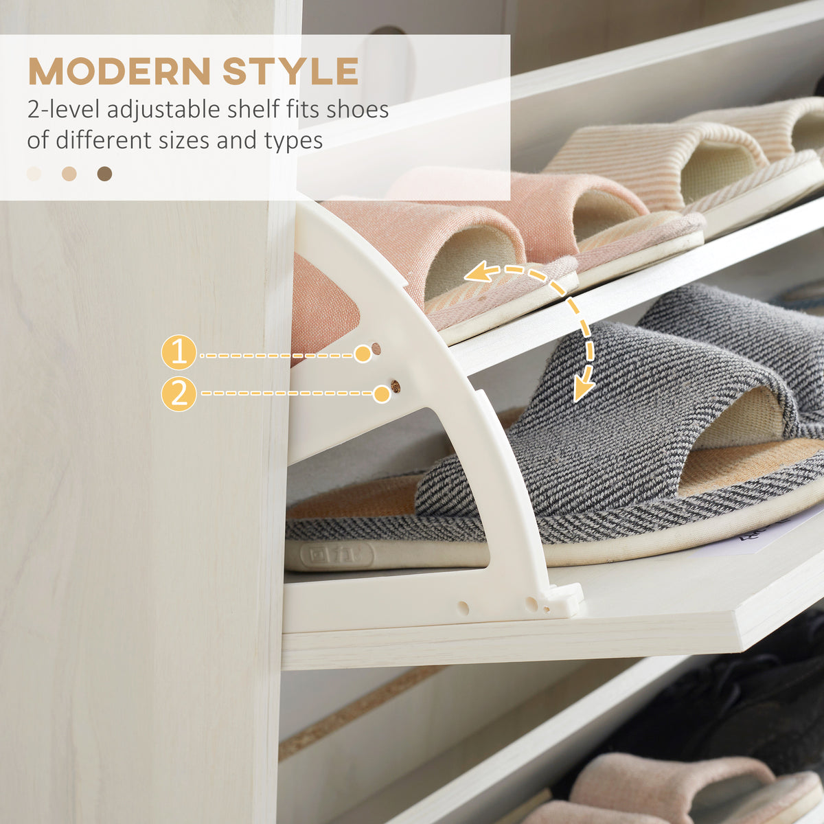 Modern White Shoe Cabinet - 3 Flip Drawers 12 Pair Capacity-Home Furnishings > Storage & Organization > Shoe Storage Cabinets & Racks-DECOROLALA