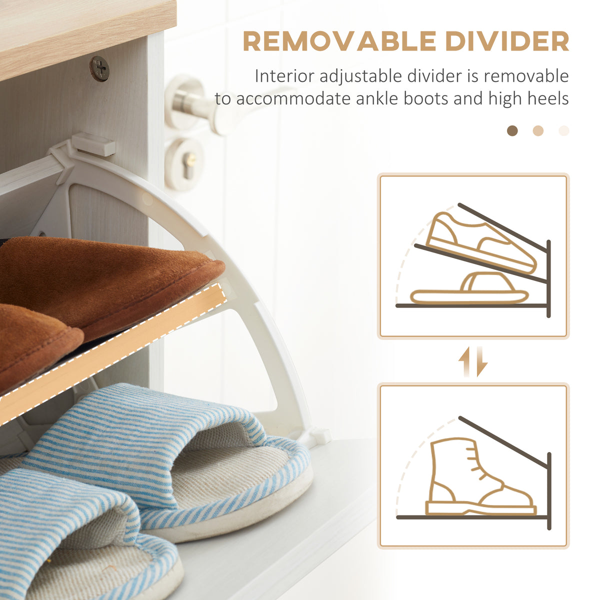 Modern White Shoe Cabinet - 3 Flip Drawers 12 Pair Capacity-Home Furnishings > Storage & Organization > Shoe Storage Cabinets & Racks-DECOROLALA