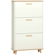 Modern White Shoe Cabinet - 3 Flip Drawers 12 Pair Capacity-Home Furnishings > Storage & Organization > Shoe Storage Cabinets & Racks-DECOROLALA