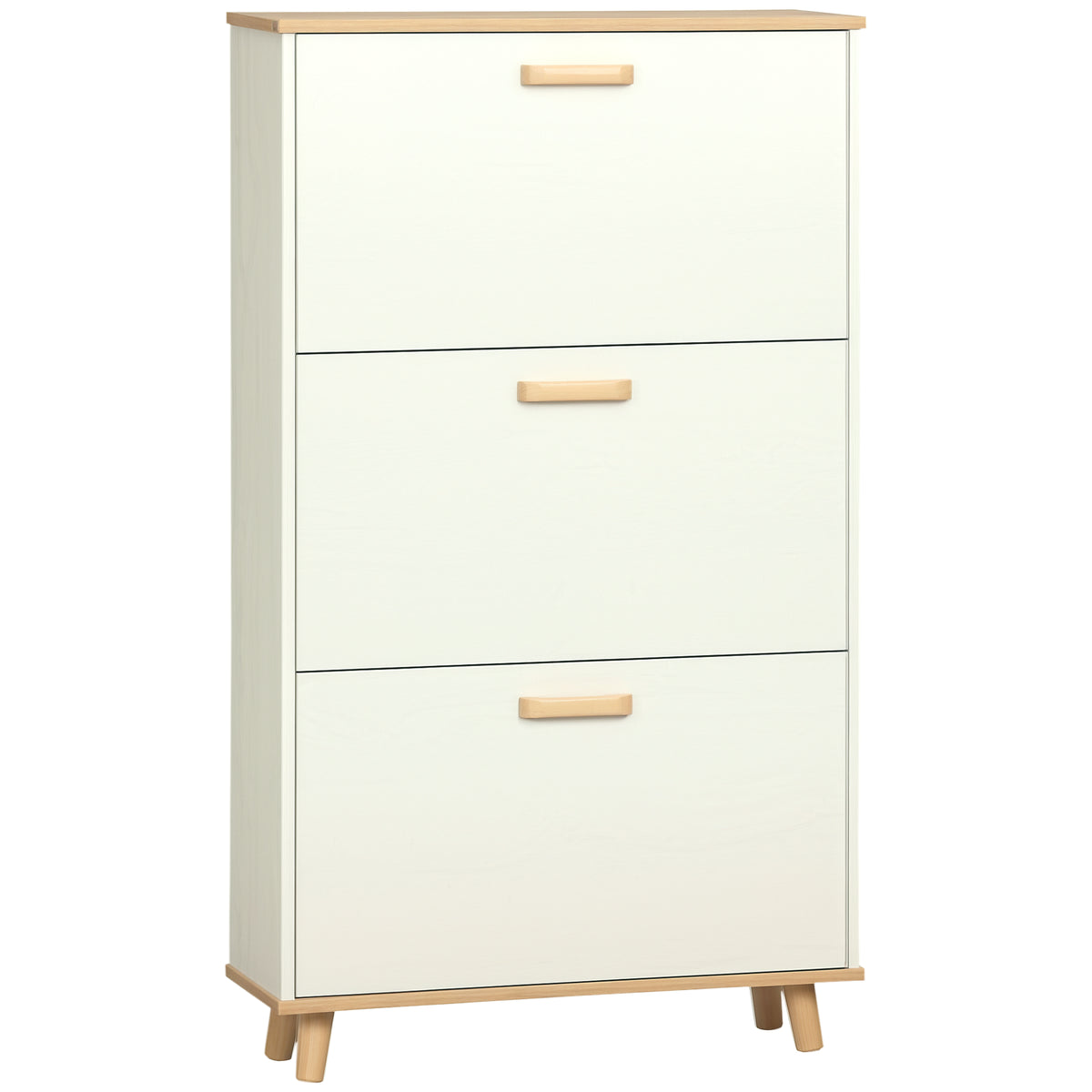Modern White Shoe Cabinet - 3 Flip Drawers 12 Pair Capacity-Home Furnishings > Storage & Organization > Shoe Storage Cabinets & Racks-DECOROLALA