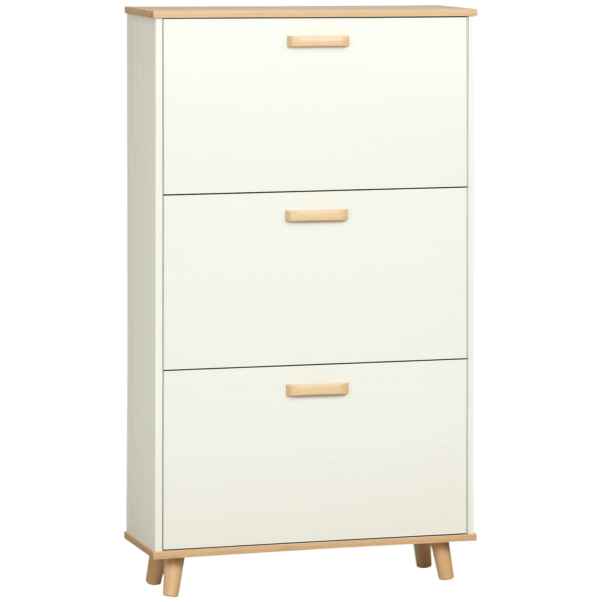 Modern White Shoe Cabinet - 3 Flip Drawers 12 Pair Capacity-Home Furnishings > Storage & Organization > Shoe Storage Cabinets & Racks-DECOROLALA