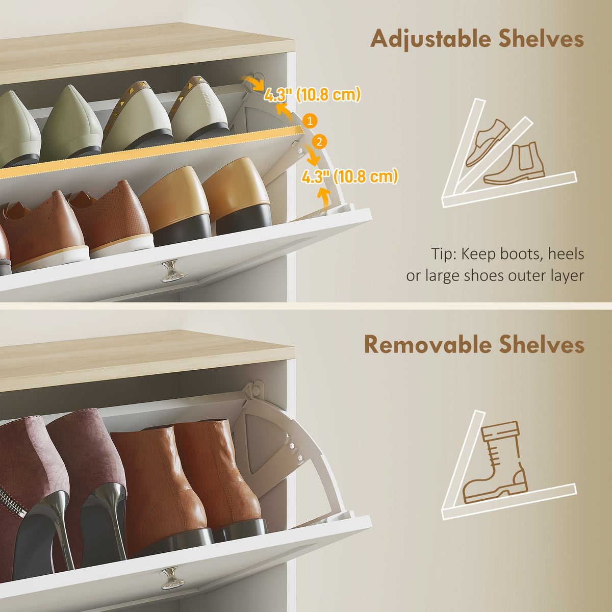 Modern White Shoe Cabinet - 4 Flip Drawers 24 Pairs-Home Furnishings > Storage & Organization > Shoe Storage Cabinets & Racks-DECOROLALA