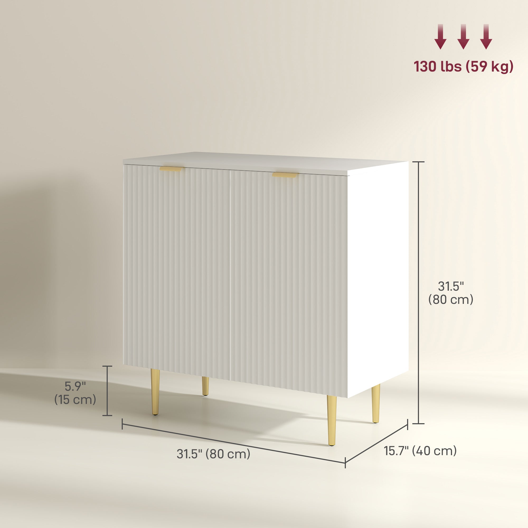 Modern White Sideboard Buffet Cabinet - 31.5" MDF Storage-Home Furnishings > Kitchen & Dining Furniture > Bar Cabinets-DECOROLALA