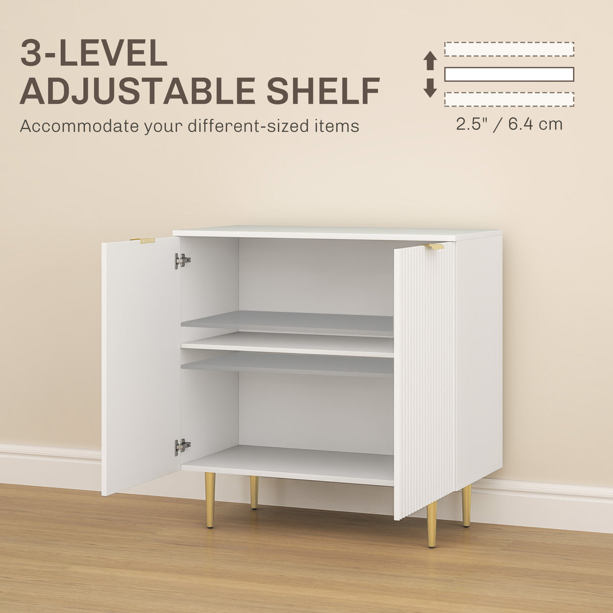 Modern White Sideboard Buffet Cabinet - 31.5" MDF Storage-Home Furnishings > Kitchen & Dining Furniture > Bar Cabinets-DECOROLALA