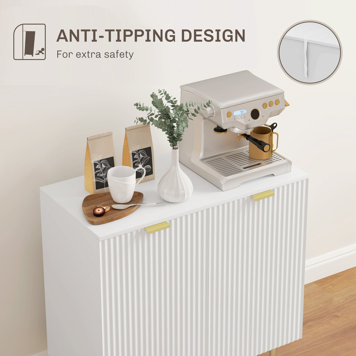 Modern White Sideboard Buffet Cabinet - 31.5" MDF Storage-Home Furnishings > Kitchen & Dining Furniture > Bar Cabinets-DECOROLALA