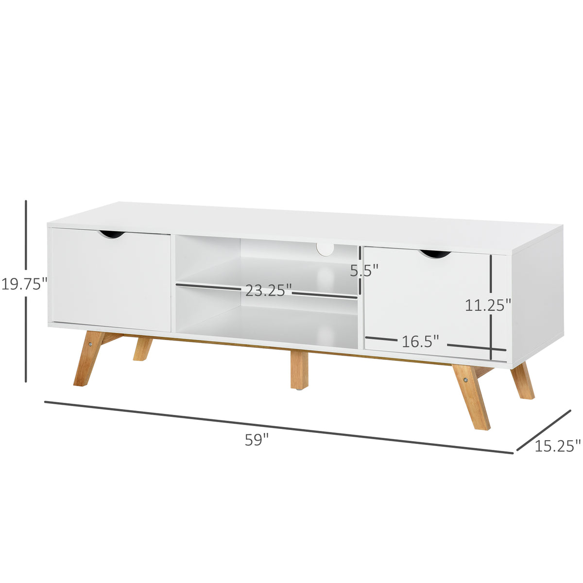 Modern Wooden TV Stand for TVs up to 65" - White 59"-Home Furnishings > Living Room Furniture > TV¬†Stands-DECOROLALA