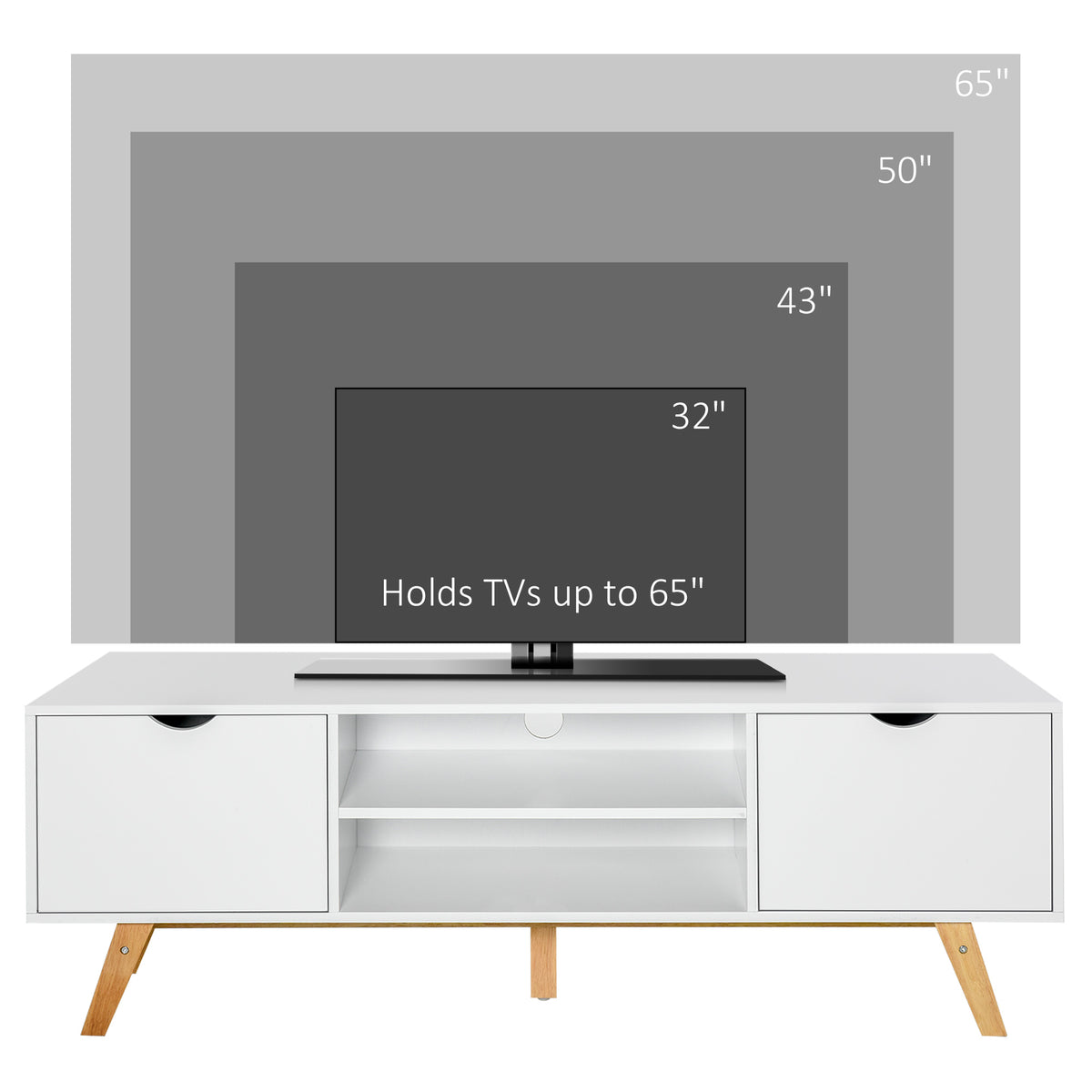 Modern Wooden TV Stand for TVs up to 65" - White 59"-Home Furnishings > Living Room Furniture > TV¬†Stands-DECOROLALA