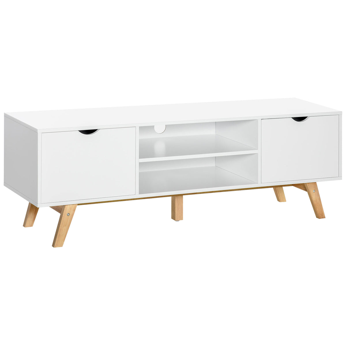 Modern Wooden TV Stand for TVs up to 65" - White 59"-Home Furnishings > Living Room Furniture > TV¬†Stands-DECOROLALA