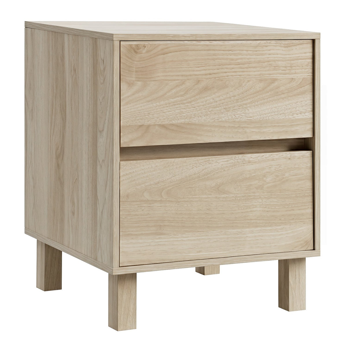 Modern WoodenEnd Table with 2 Storage Drawers-Natural-End & Side Tables-DECOROLALA