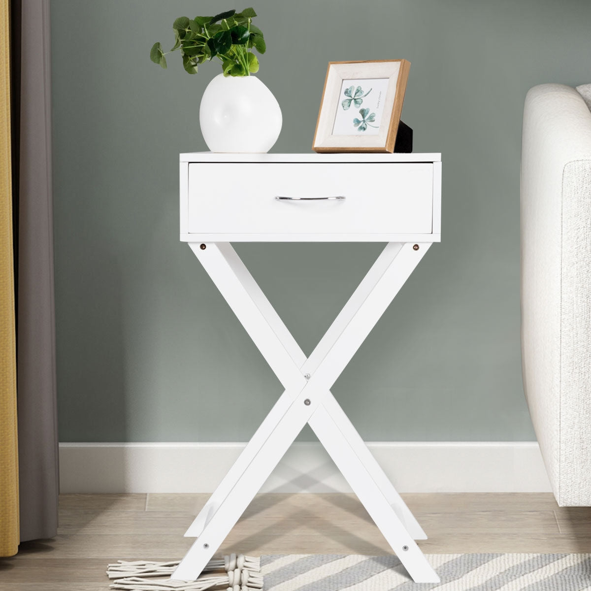Modern X-Shape Accent Side End Table-Black-End & Side Tables-DECOROLALA