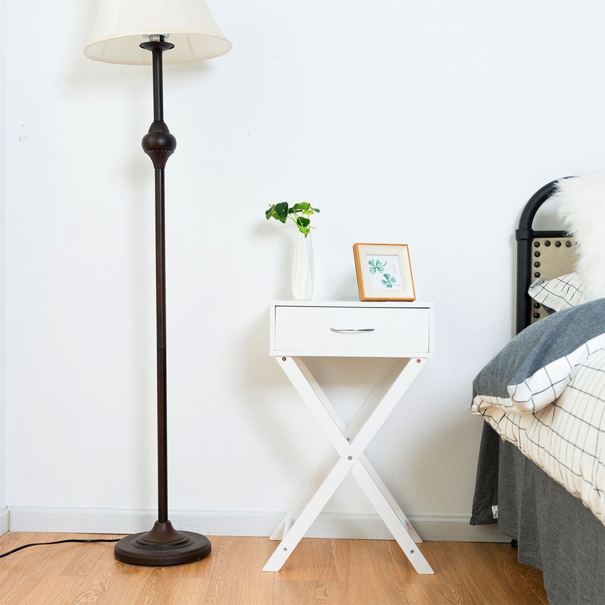 Modern X-Shape Accent Side End Table-Black-End & Side Tables-DECOROLALA