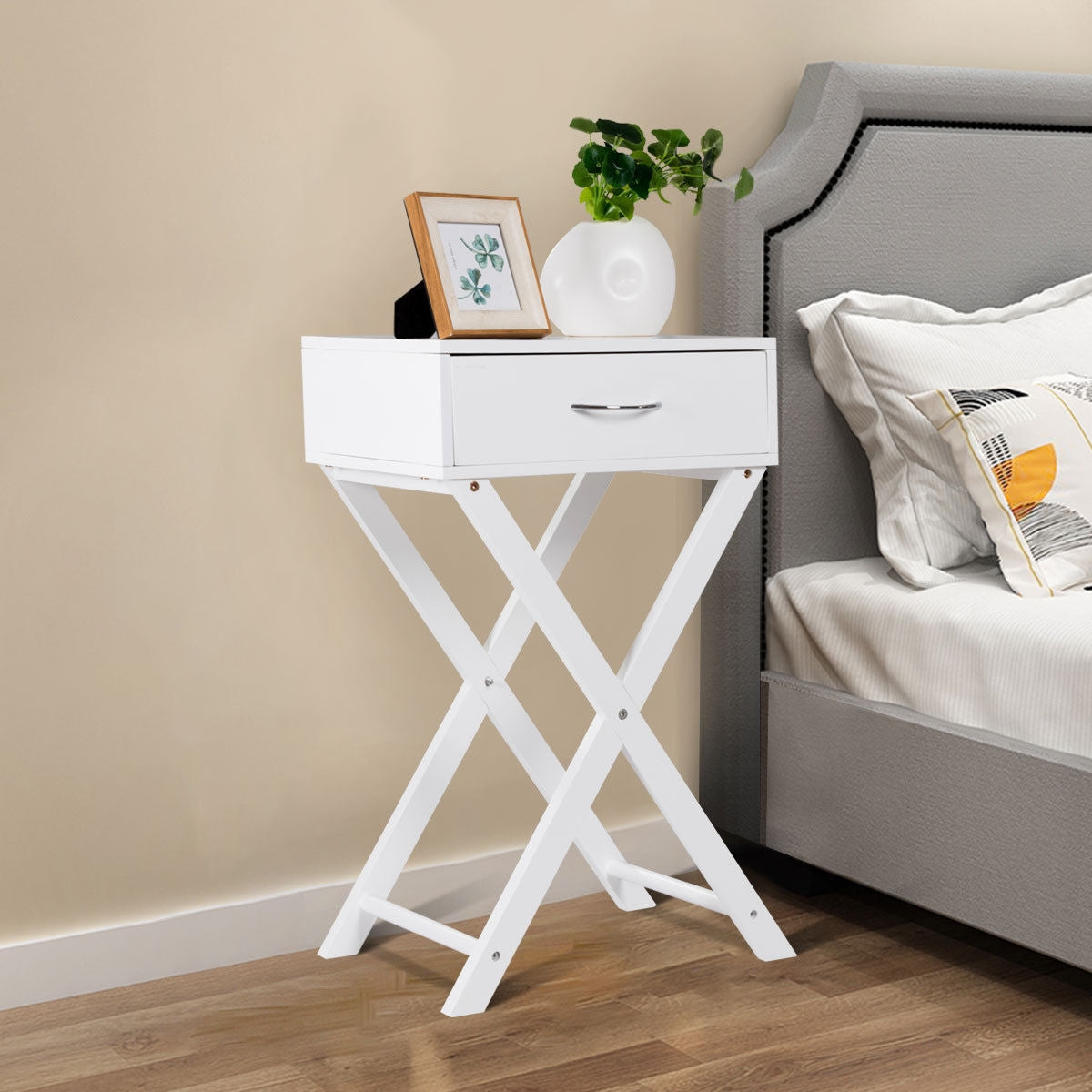 Modern X-Shape Accent Side End Table-Black-End & Side Tables-DECOROLALA