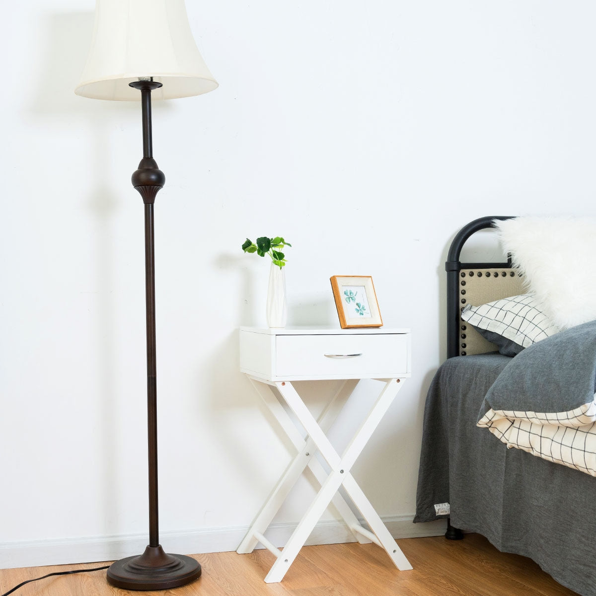 Modern X-Shape Accent Side End Table-Black-End & Side Tables-DECOROLALA